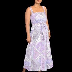 Laundry Bandana Print Dress Purple Midi Handkerchief Patchwork Sundress Retro 4